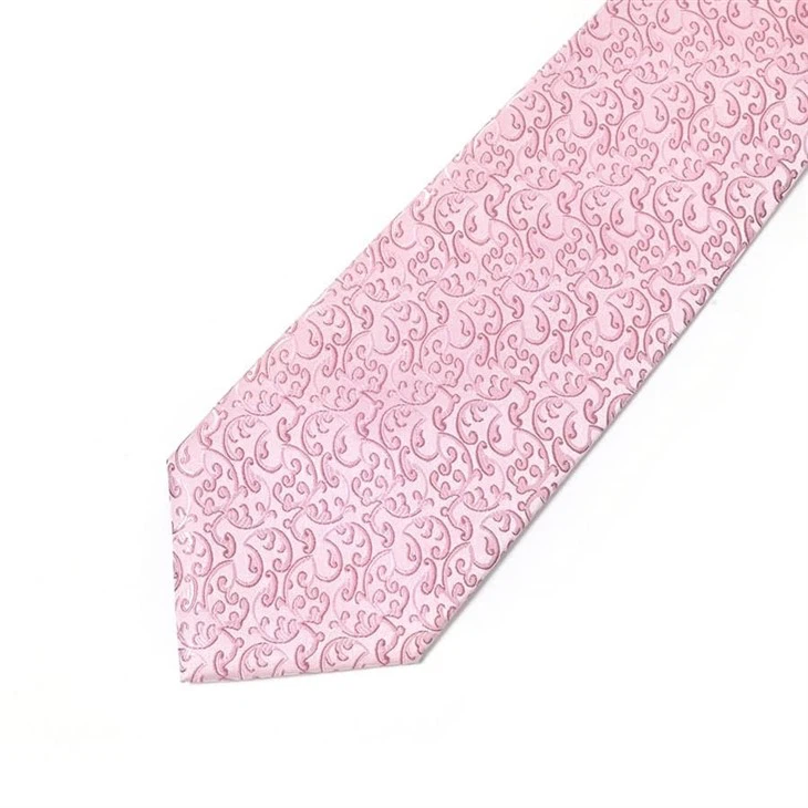 YiLi Customizable Vintage Floral Jacquard Men's Pink Necktie